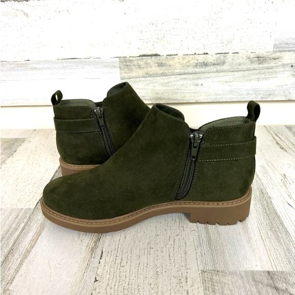 Esprit Women’s 7 Green Sienna Faux Leather Ankle Boot Side Zip Low Heel New - Picture 3 of 8